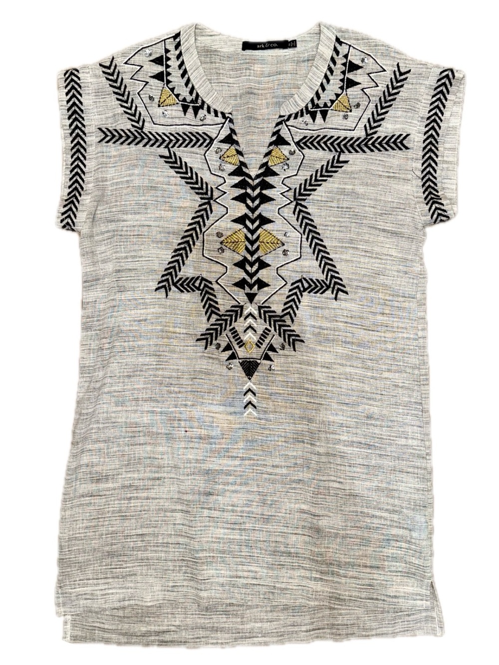 Ark & Co Embroidered Tunic Dress with Black & Gold Accents